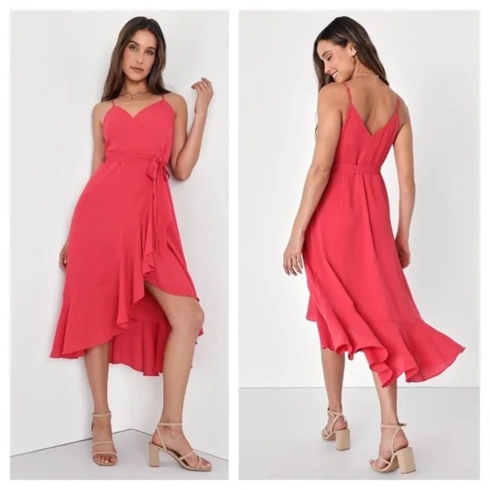 Lulu’s Manhattan Moment Ruffled Mini Wrap Dress NWT XS